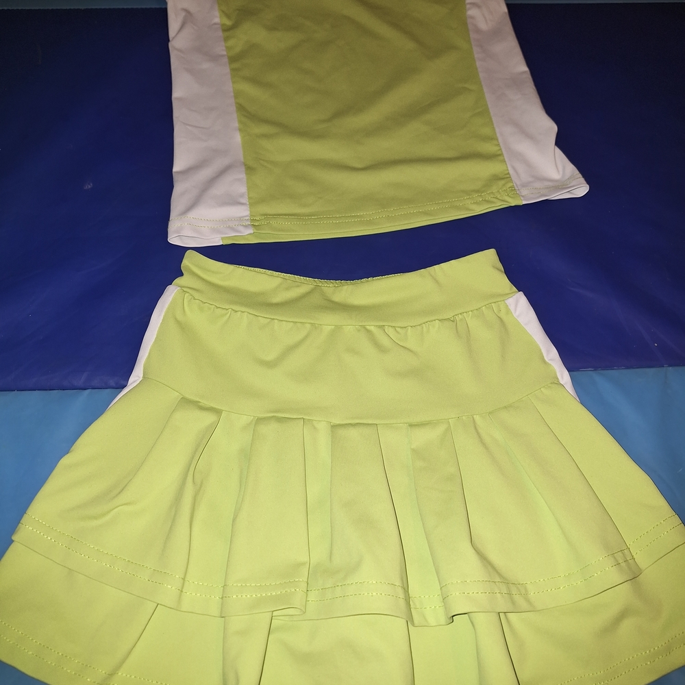 Kids Lime Green and White Skirt Set